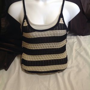 Cowl back tank sweater w/ attached knit tank under